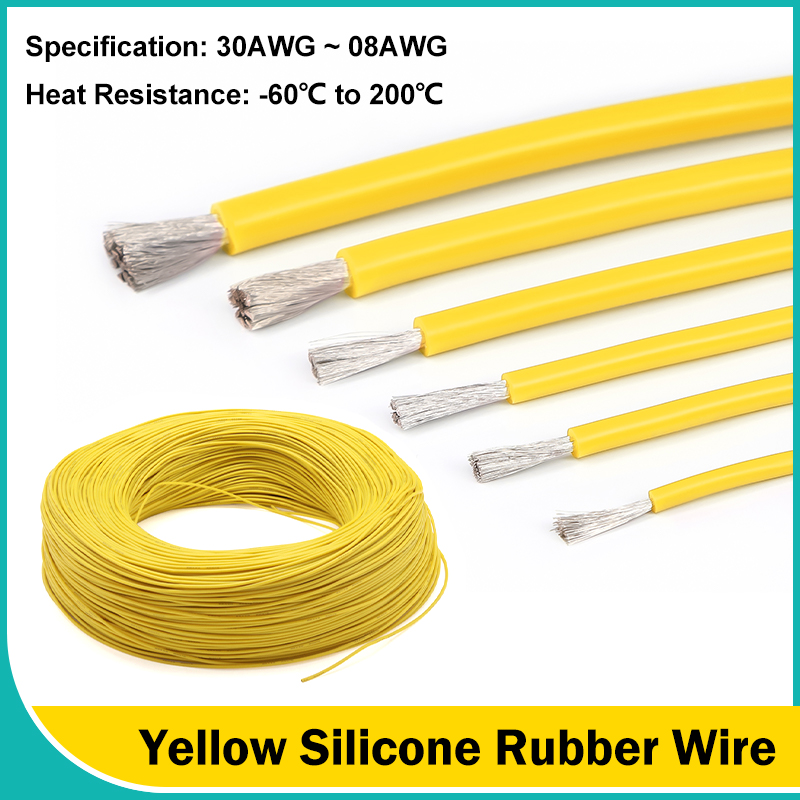 Wire 22 Gauge Copper - Sarı Yumuşak Silikon Kauçuk Teller 30/28/26/24/22/20/18/16/15/14/13/12/10/08