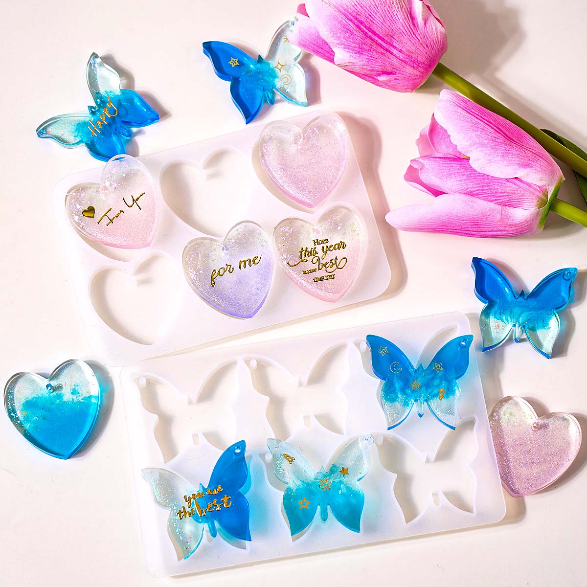 Resin Mold Jewelry - Altı delikli delikli küpe silikon kalıp