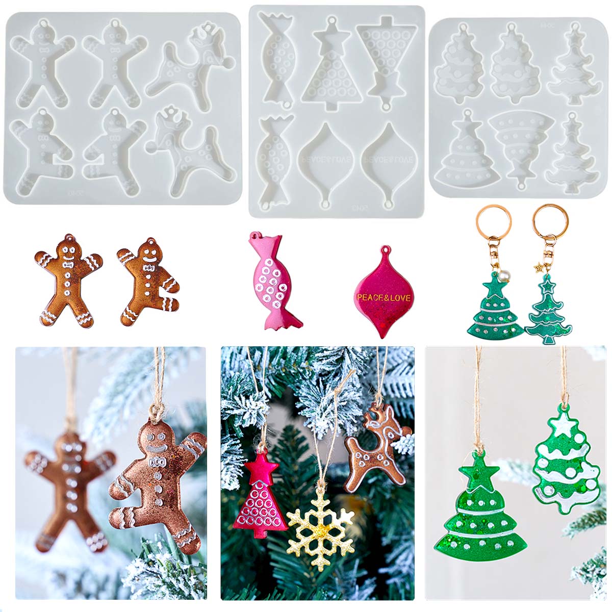 Resin Mold Jewelry - Noel Serisi Küpe Kolye Silikon Kalıp