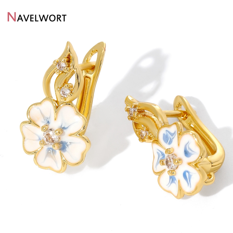 Jewelry Making Brass - 18K Altın Kaplama Pirinç Zirkonlu Küpe